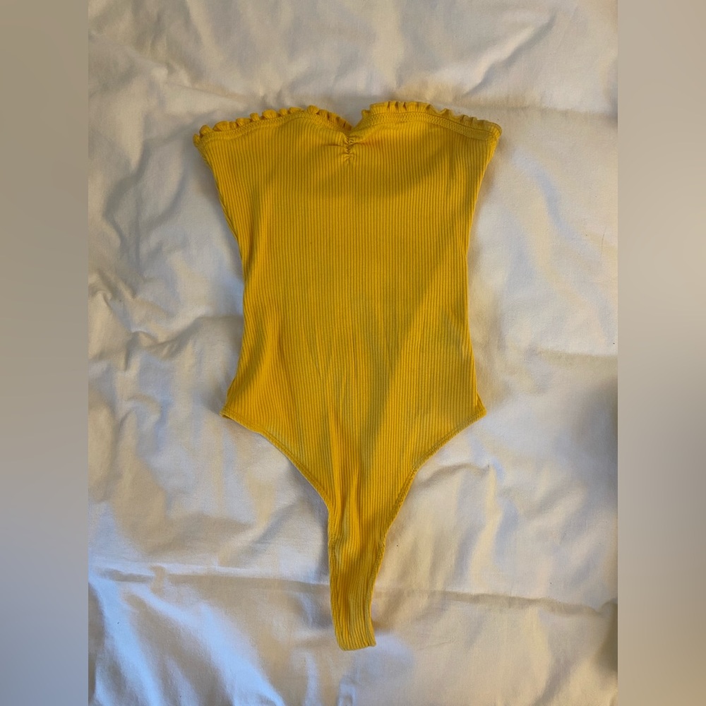 Yellow tube top body suit from Urban Outfitters